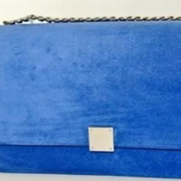 Celine large case flap suede chain shoulder bag in Royal Blue - Picture 2 of 6